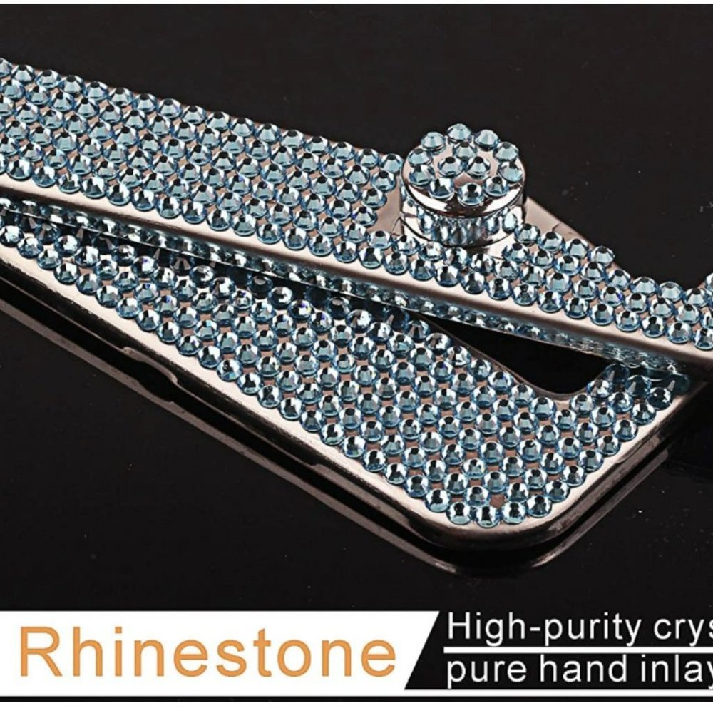 Rhinestone License Plate Frame for car - Aqua